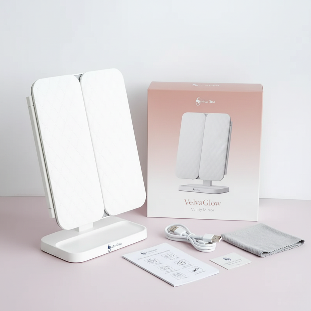 VelvaGlow™ Trifold LED Makeup Mirror