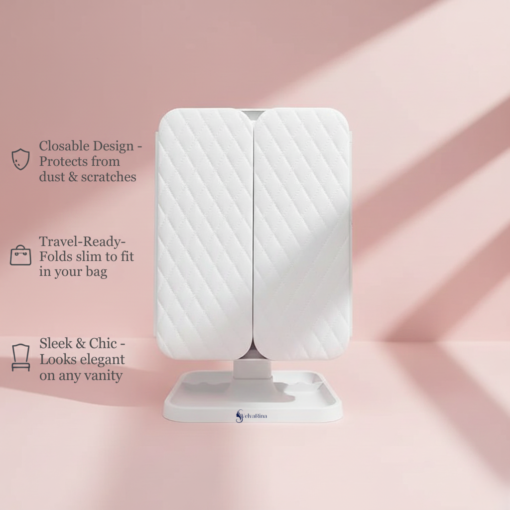 VelvaGlow™ Trifold LED Makeup Mirror