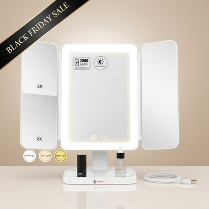 VelvaGlow™ Trifold LED Makeup Mirror