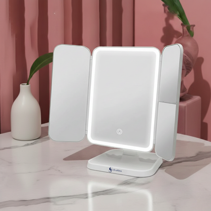 VelvaGlow™ Trifold LED Makeup Mirror