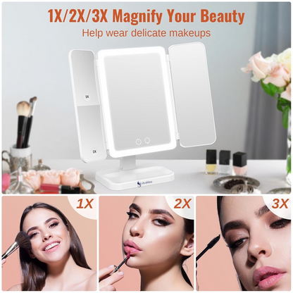 VelvaGlow™ Trifold LED Makeup Mirror