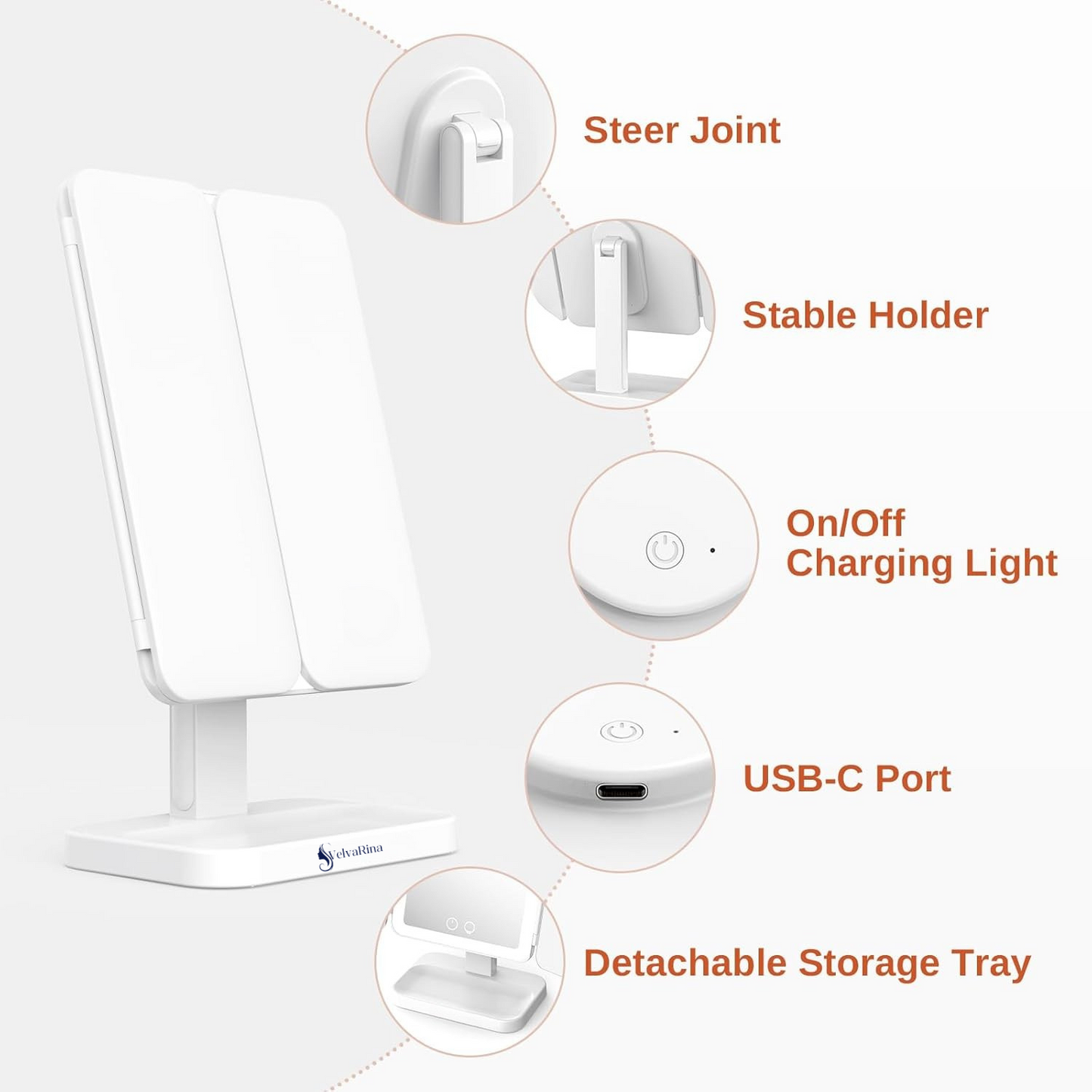 VelvaGlow™ Trifold LED Makeup Mirror