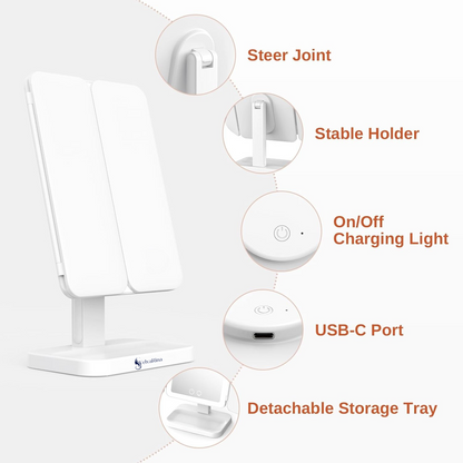 VelvaGlow™ Trifold LED Makeup Mirror
